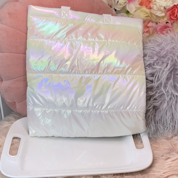 Bath & Body Works Iridescent White Puffer Bag Tote - Picture 2 of 5